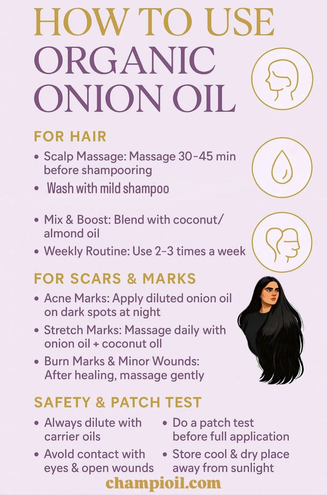 Organic Onion Hair Oil – 100% Pure Cold-Pressed, 50ml