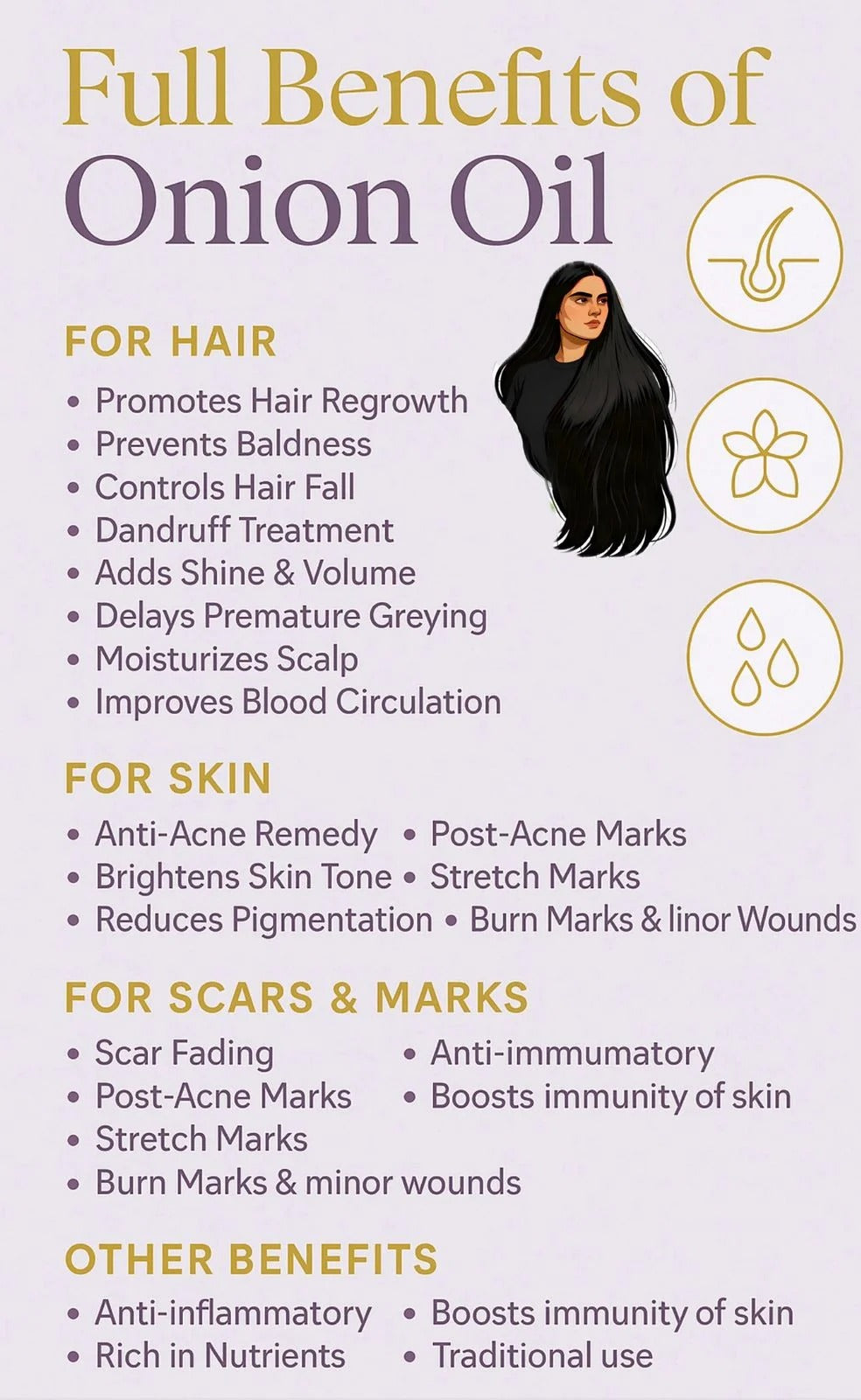 Organic Onion Hair Oil – 100% Pure Cold-Pressed, 50ml