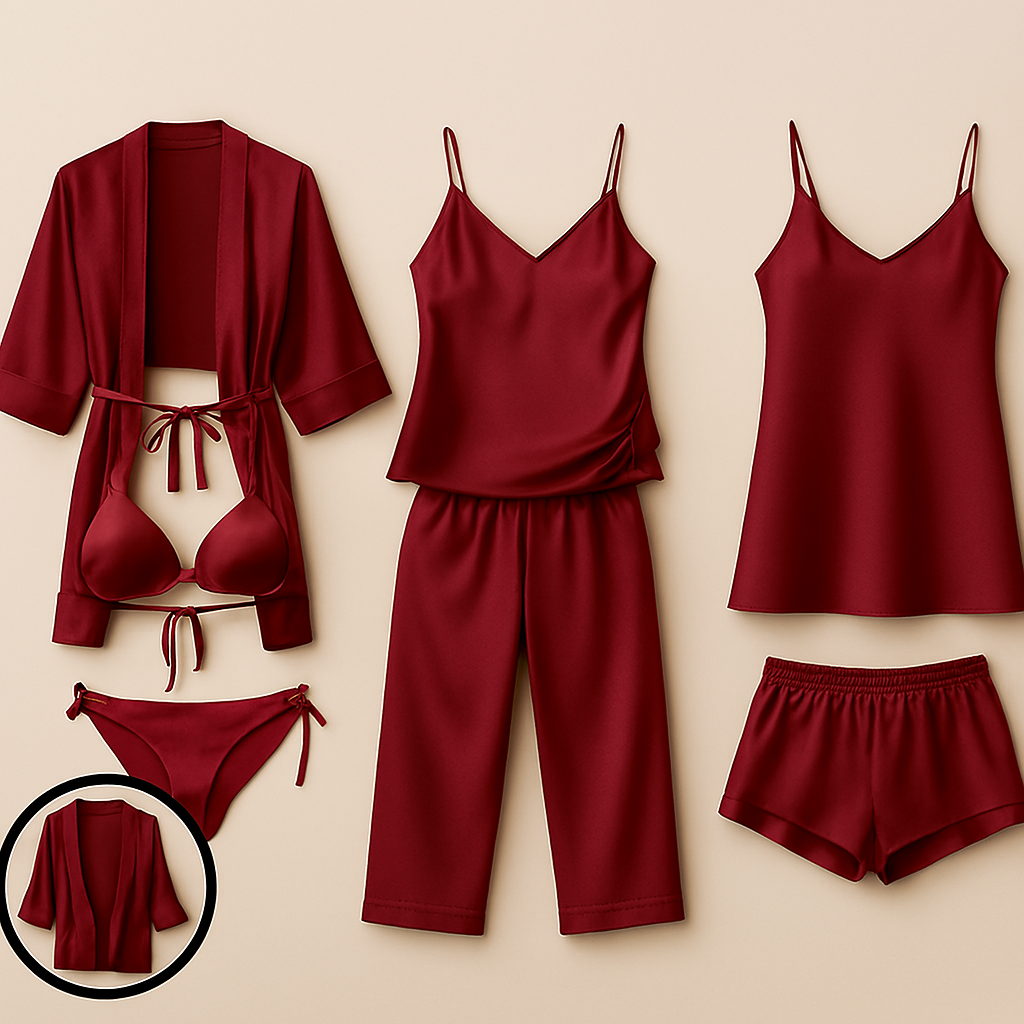 7-Piece Satin Luxury Sleepwear Set